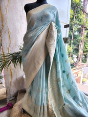 Chanderi Silk Border Chikankari Saree