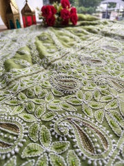 Beautiful Handcrafted Chikankari Georgette Saree Embellished With Pearls, Cutdana, sequins