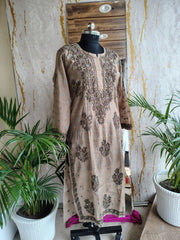 Chanderi Chikankari kurta 3D work