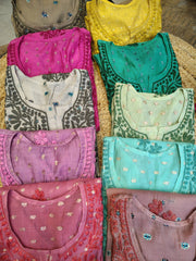 Chanderi Chikankari kurta 3D work