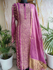 Chanderi Silk Un-Stitched Kurta Dupatta set