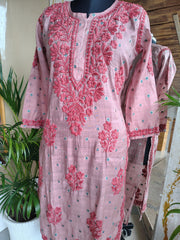 Chanderi Chikankari kurta 3D work