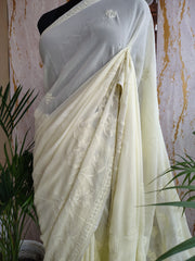 Viscose Georgette Saree Palla Border work