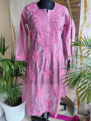 Chanderi Chikankari kurta 3D work