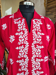 Modal chikankari Short collar Neck Top