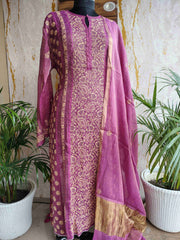 Chanderi Silk Un-Stitched Kurta Dupatta set