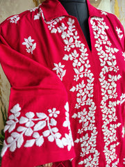 Modal chikankari Short collar Neck Top