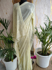 Viscose Georgette Saree Palla Border work