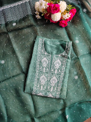 Organza Un-Stitched Kurta Dupatta set