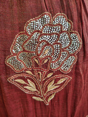 Beautiful Chanderi Chikankari Angrakha Style Kurta Dupatta set