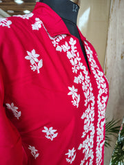 Modal chikankari Short collar Neck Top