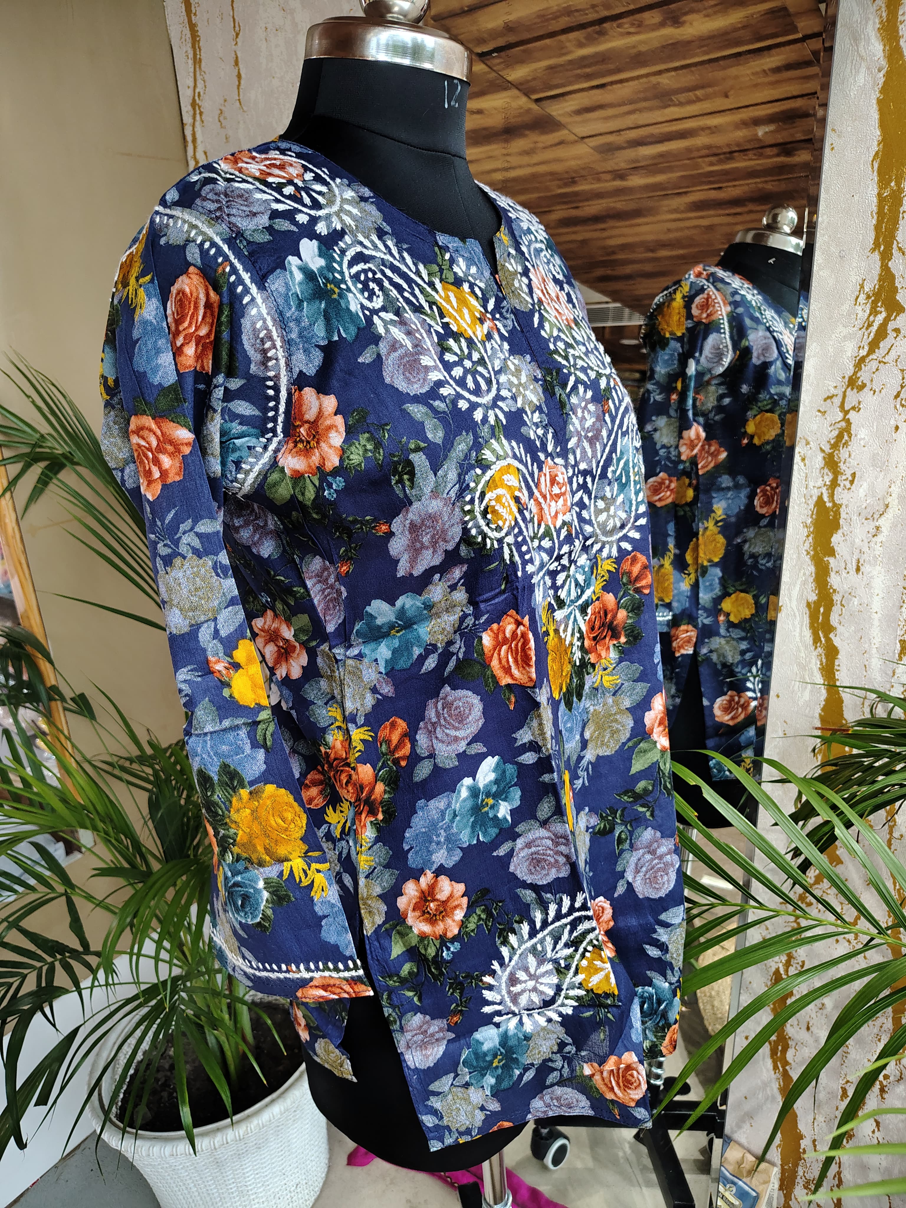 Printed Chikankari Short kurti