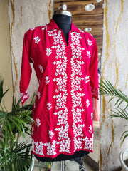 Modal chikankari Short collar Neck Top