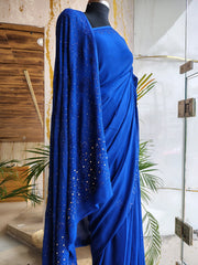 Viscose Georgette Saree Palla Buti Neavy Blue