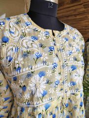 Printed Cotton Chikankari Short Top