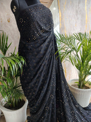 Pure Georgette Saree Embellished With  Mukaish Work