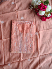 Mulchanderi Un-Stitched Kurta Dupatta Set