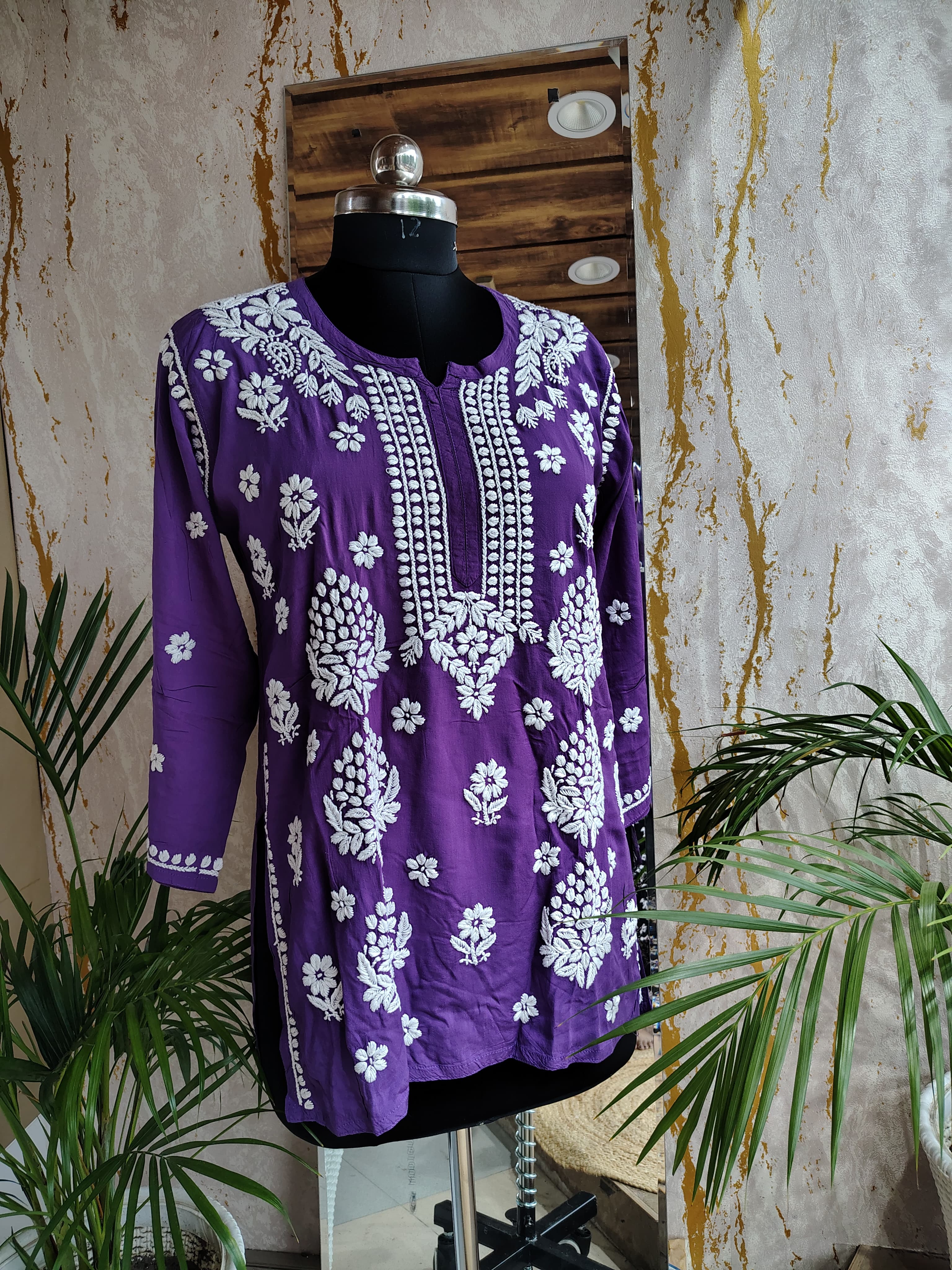 Rayon Chikankari Short Kurti