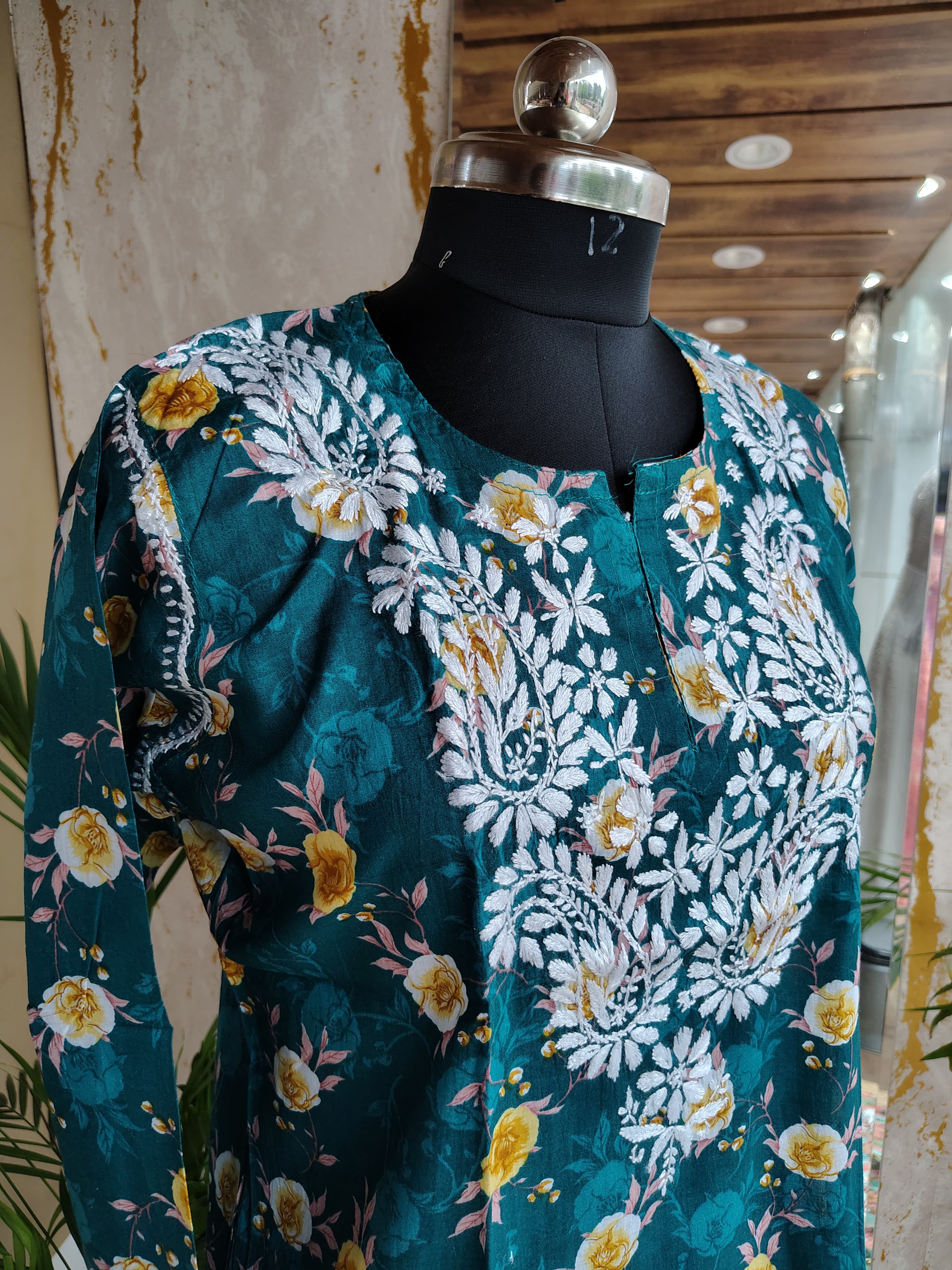 Printed Chikankari Short kurti