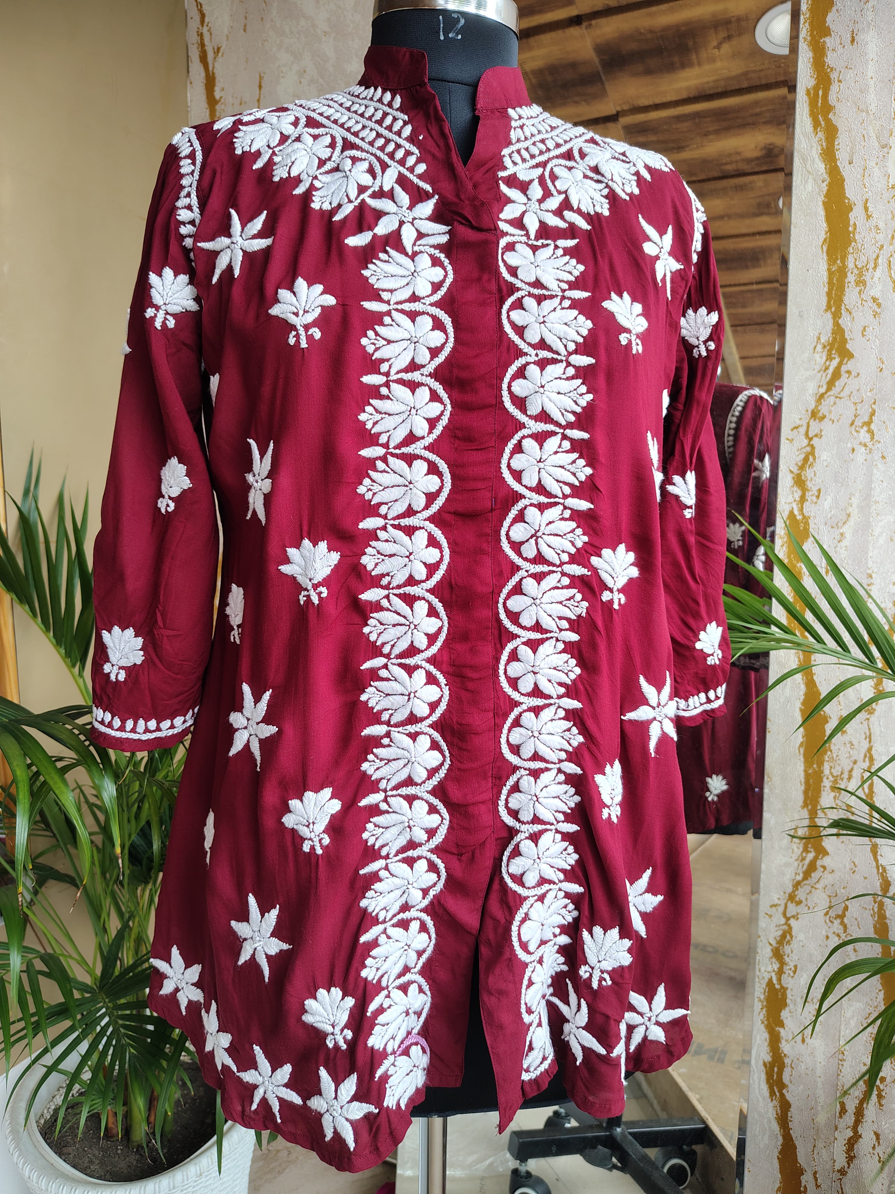 Rayon Chikankari Short kurti