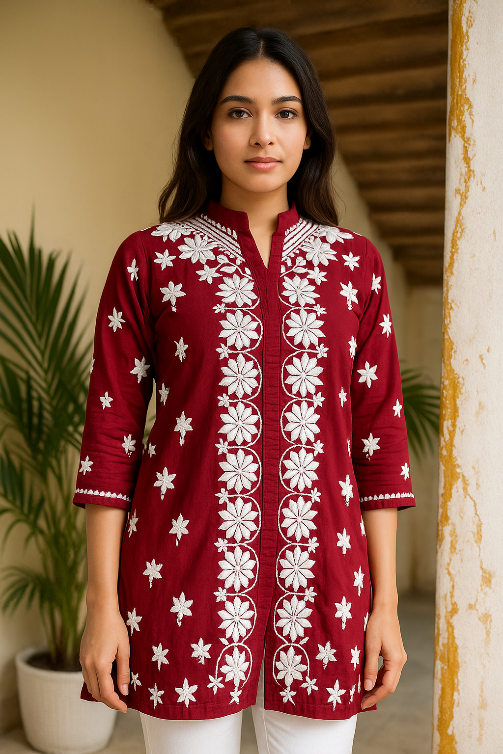 Rayon Chikankari Short kurti