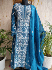 Mulchanderi Chikankari kurta Dupatta set with embellishments