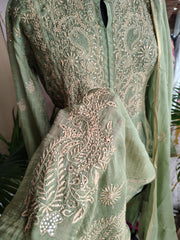 Mulchanderi Semi-stitch Kurta Dupatta set