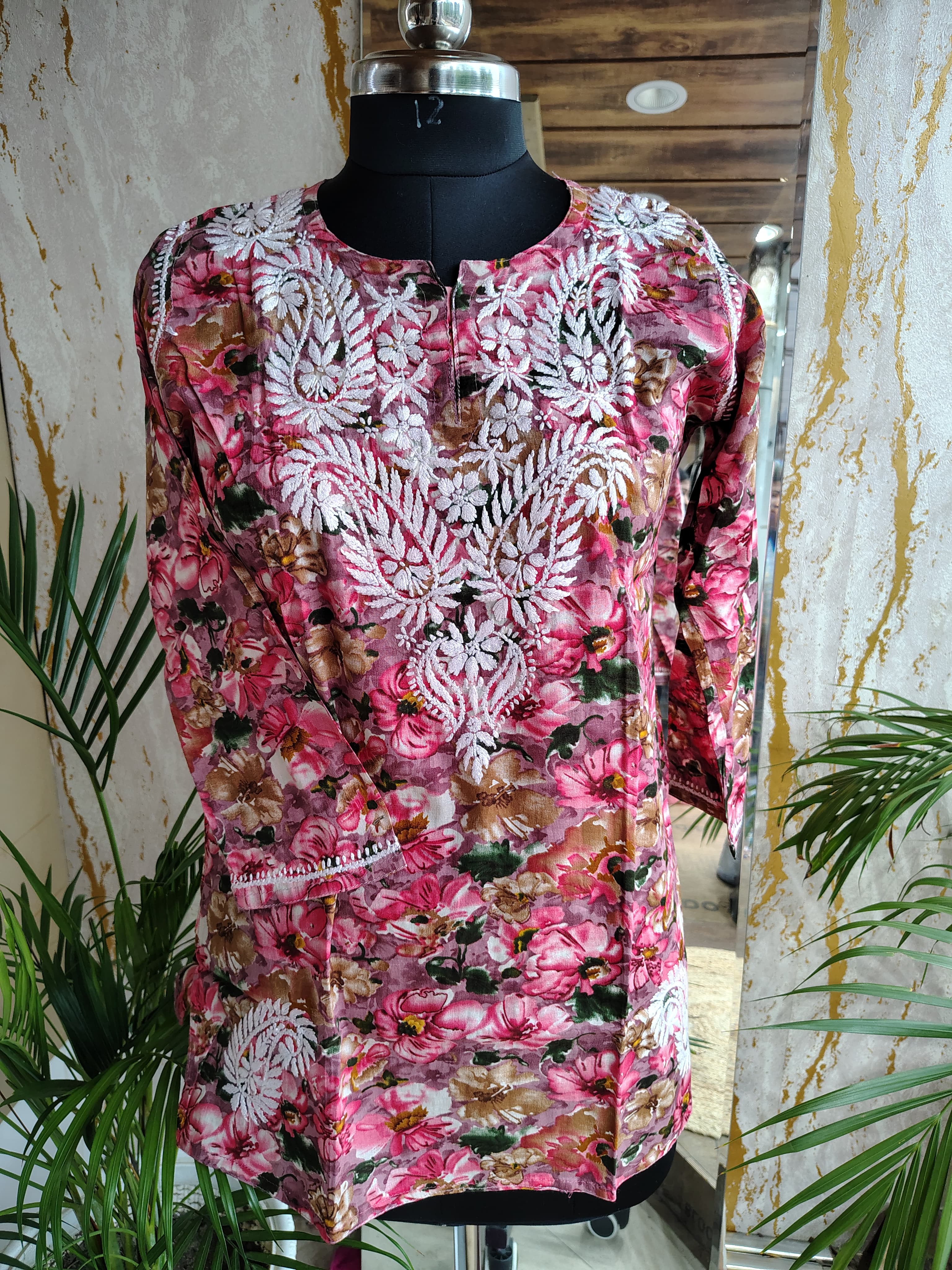 Printed Chikankari Short kurti