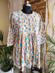 Printed Cotton Chikankari Short Top