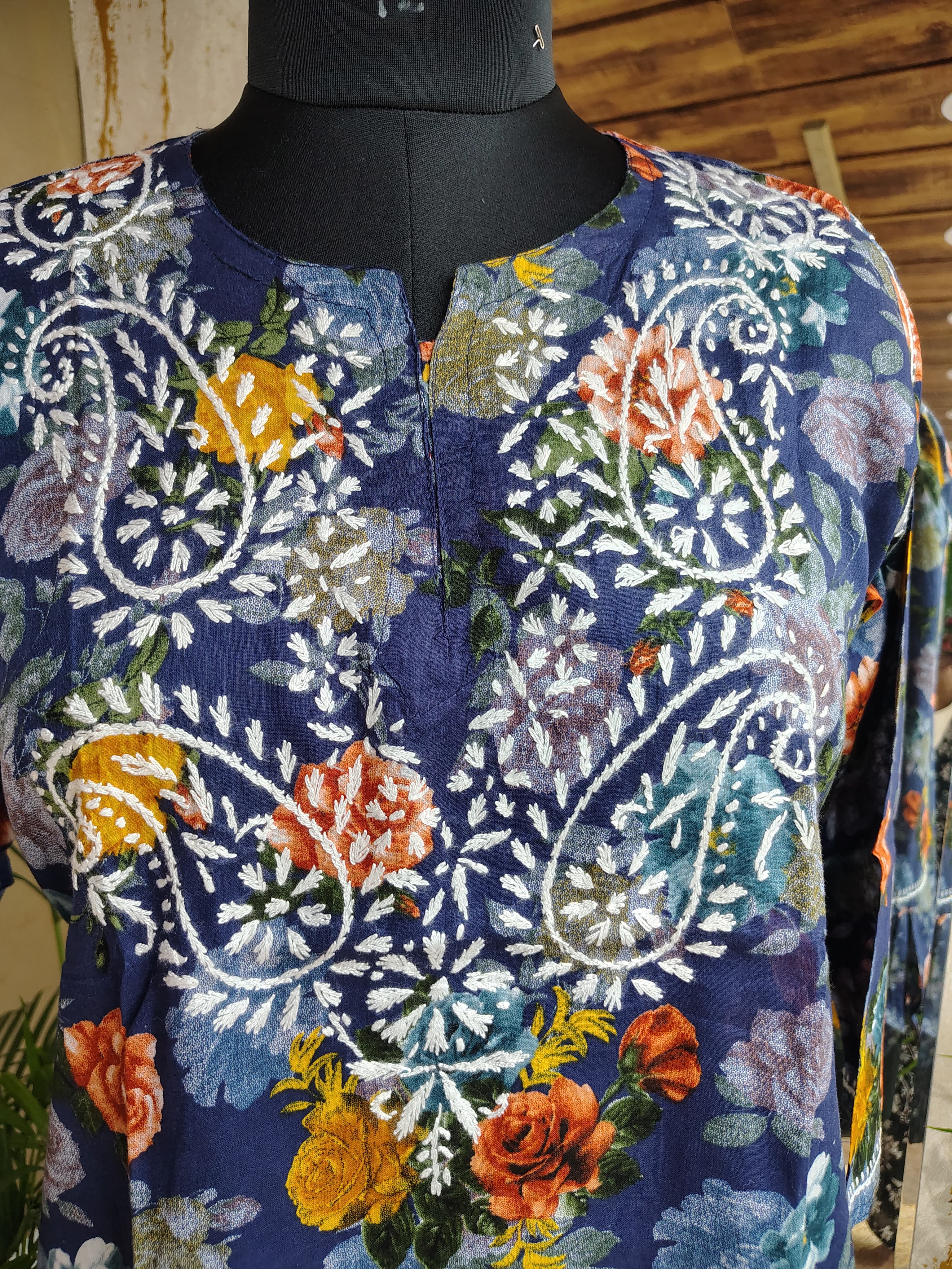 Printed Chikankari Short kurti