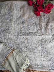 Mulchanderi Un-Stitched Chikankari kurta Dupatta Set