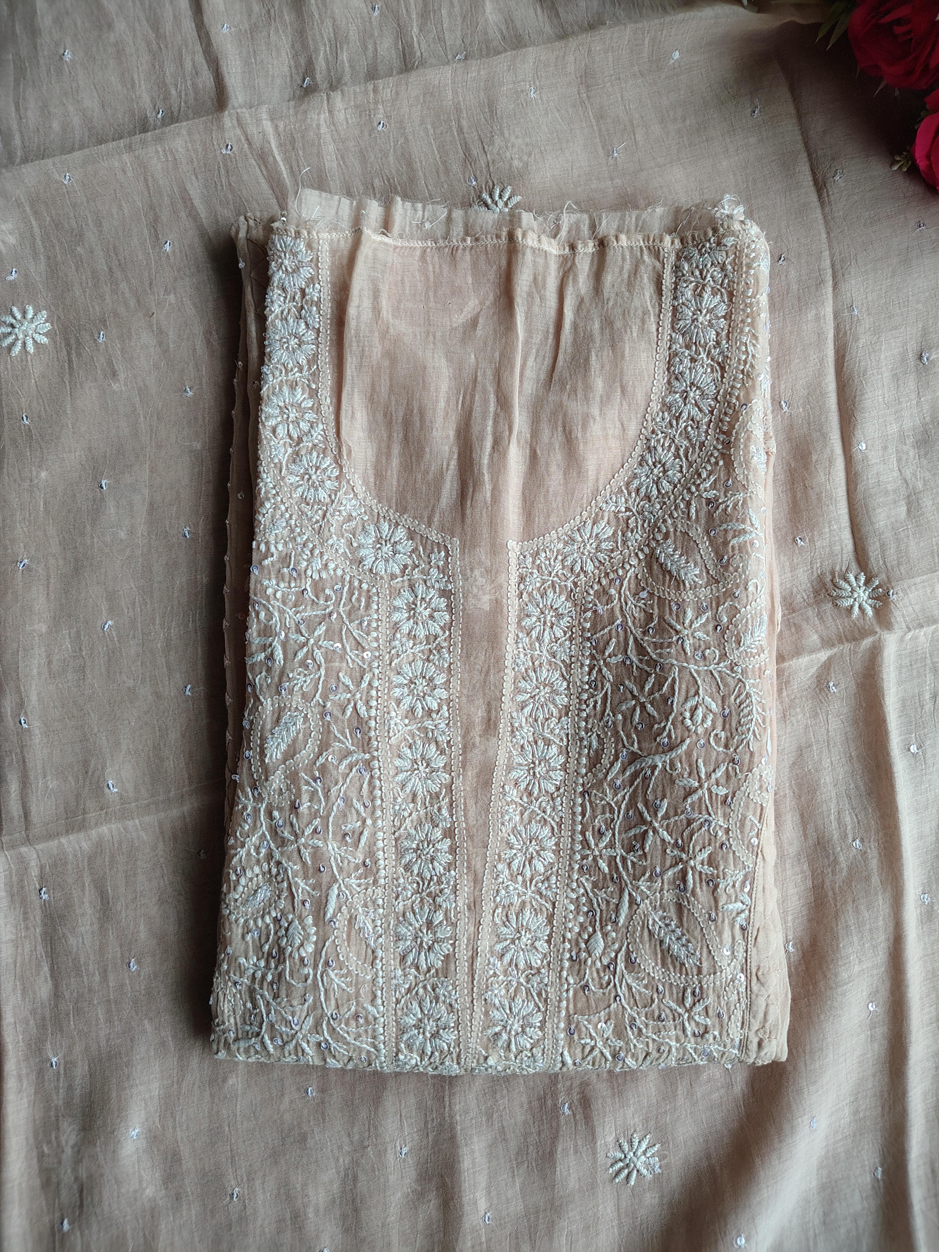 Mulchanderi Un-Stitched Kurta Dupatta set